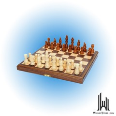 CHESS SET, FOLDING WOOD 11.5